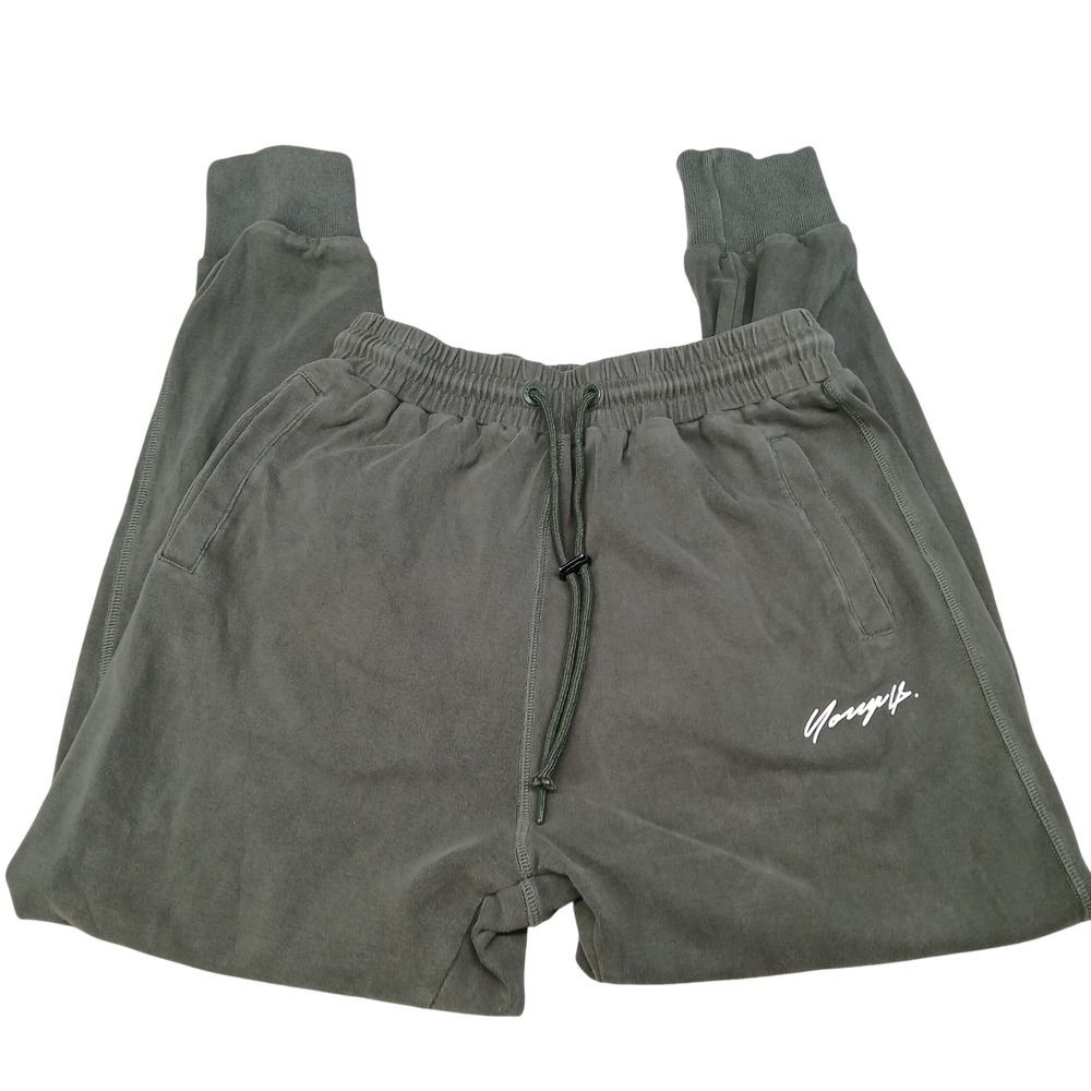 YoungLA Mens Jogger Sweatpants Washed Olive Green‎ Athletic Gym Pants Small